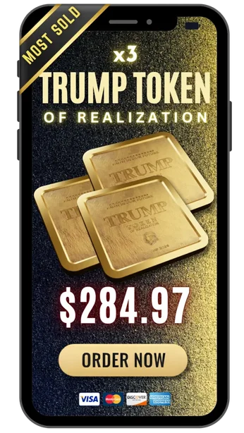 Trump Token Of Realization three-token offer artwork showing a $284.97 reference price